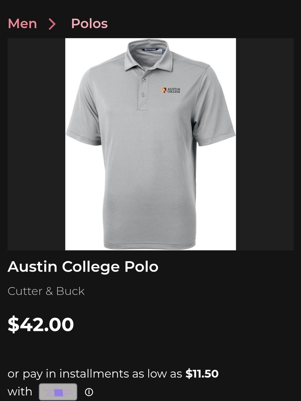 Cutter & Buck Austin College Light Gray and Red Polo 3 XL